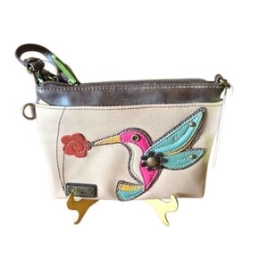 Chala Hummingbird Crossbody Wristlet Bag - Cream and Brown Vegan Leather NWT